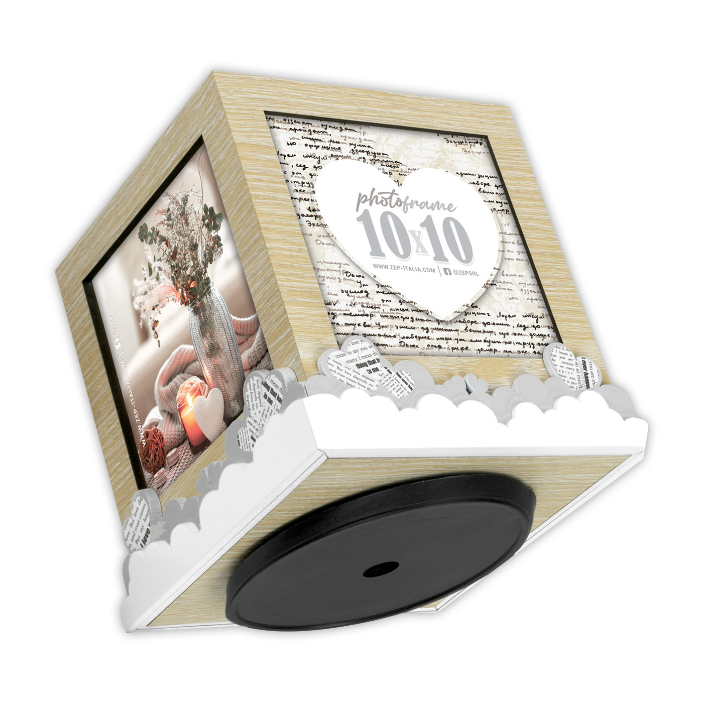 Cubo Portafoto Rotante in Legno
