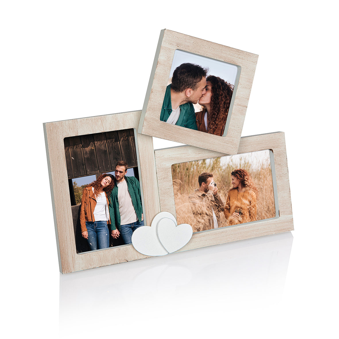 Portafoto cuori in legno