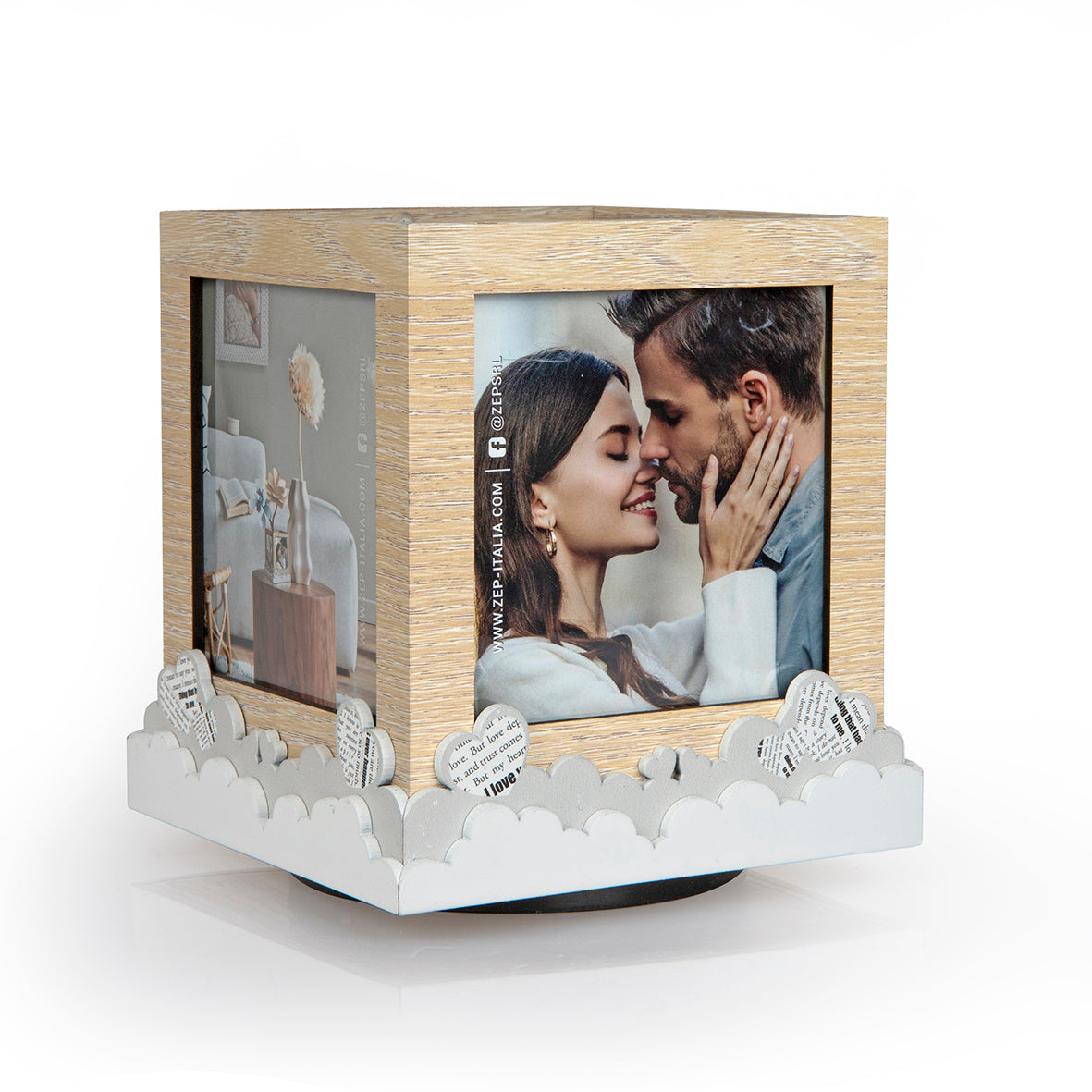 Cubo Portafoto Rotante in Legno